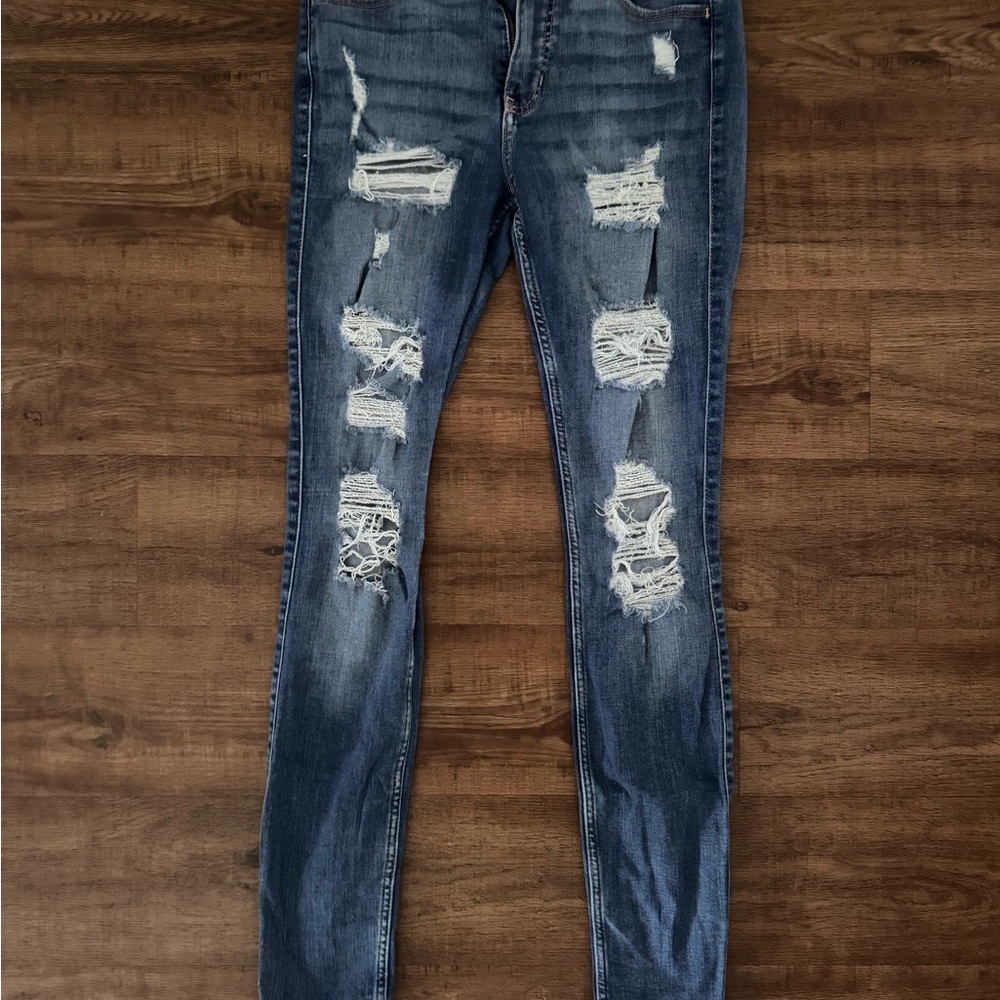 Hollister Dark Blue Distressed Skinny Jeans